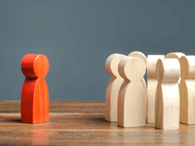 wood figure isolated from group